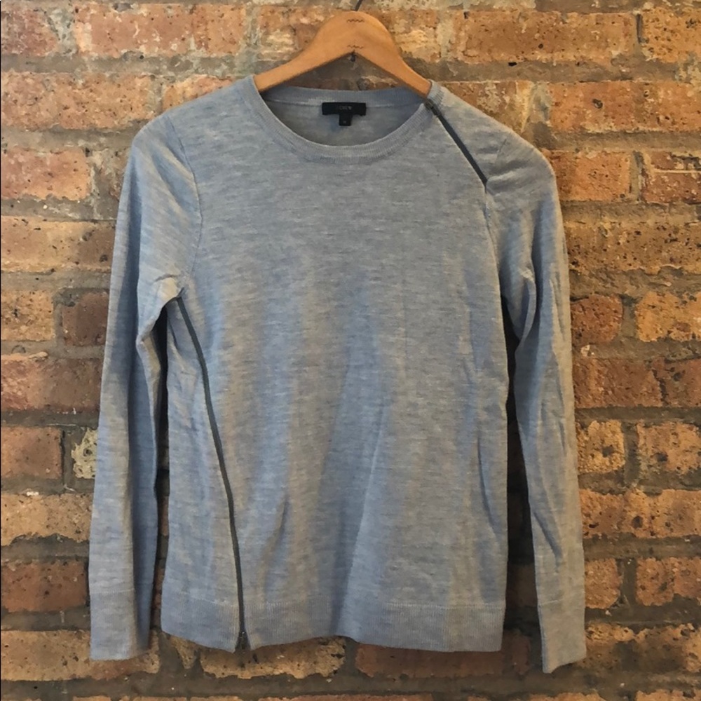 J Crew Heather Blue Merino Wool Sweater - sz M